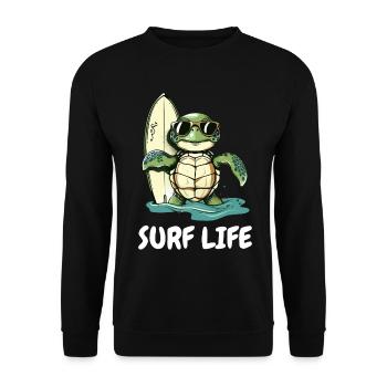Turtle Vintage Surfer Gift - Unisex Sweatshirt - black - Front - Alina (178cm) & Michal (187cm)