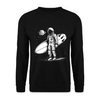 Surfing Astronaut Vintage Surfer Gift - Unisex Sweatshirt - black - Front - Alina (178cm) & Michal (187cm)