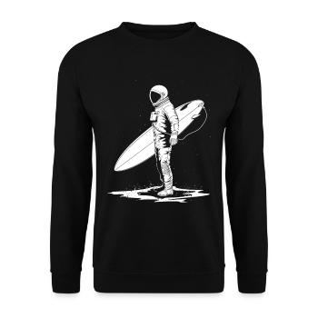 Surfing Astronaut Vintage Surfer Gift - Unisex Sweatshirt - black - Front - Alina (178cm) & Michal (187cm)