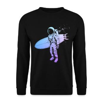 Surfing Astronaut Vintage Surfer Gift - Unisex Sweatshirt - black - Front - Alina (178cm) & Michal (187cm)