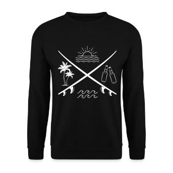 Surfing Vintage Surfer Gift - Unisex Sweatshirt - black - Front - Alina (178cm) & Michal (187cm)