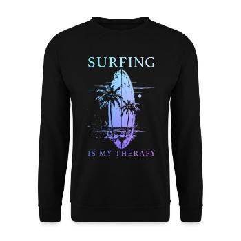 Surfing Vintage Surfer Gift - Unisex Sweatshirt - black - Front - Alina (178cm) & Michal (187cm)