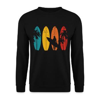 Surfen Vintage Surfer Geschenk - Unisex Pullover - Schwarz - Vorne - Alina (178cm) & Michal (187cm)