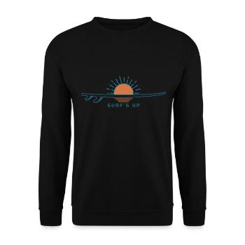 Surfen Vintage Surfer Geschenk - Unisex Pullover - Schwarz - Vorne - Alina (178cm) & Michal (187cm)