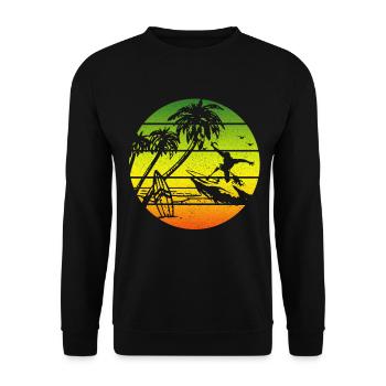 Surfing Vintage Surfer Gift - Unisex Sweatshirt - black - Front - Alina (178cm) & Michal (187cm)