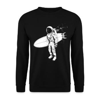 Surfing Astronaut Surfer Gift - Unisex Sweatshirt - black - Front - Alina (178cm) & Michal (187cm)