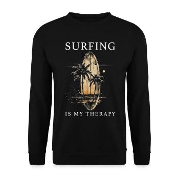 Surfen Vintage Surfer Geschenk - Unisex Pullover - Schwarz - Vorne - Alina (178cm) & Michal (187cm)