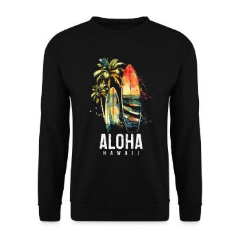 Hawaii Surfen Vintage Surfer Geschenk - Unisex Pullover - Schwarz - Vorne - Alina (178cm) & Michal (187cm)