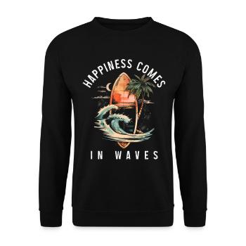 Surfing Vintage Surfer Gift - Unisex Sweatshirt - black - Front - Alina (178cm) & Michal (187cm)