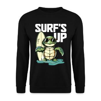 Surfing Turtle Surfer Gift - Unisex Sweatshirt - black - Front - Alina (178cm) & Michal (187cm)