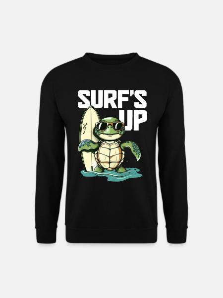 Surfing Turtle Surfer Gift - Unisex Sweatshirt - black