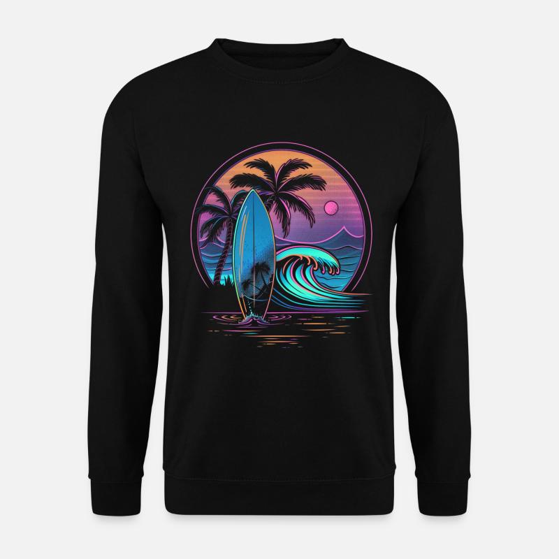 Surfen Retro Wave Surfer Geschenk - Unisex Pullover - Schwarz