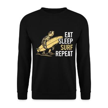 Turtle Surfing Surfer Gift - Unisex Sweatshirt - black - Front - Alina (178cm) & Michal (187cm)