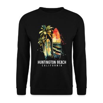 Huntington Beach, Californie, Surfeur de surf - Sweat-shirt Unisexe - noir - Devant - Alina (178cm) & Michal (187cm)