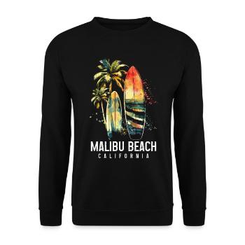 Malibu Beach, Californie, Surf, Surfeurs - Sweat-shirt Unisexe - noir - Devant - Alina (178cm) & Michal (187cm)