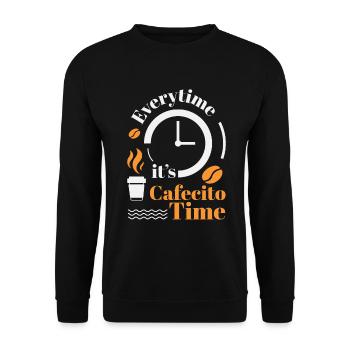 Cafecito Lover Drinking Cafecito Mix Cuban Coffee - Unisex Sweatshirt - black - Front - Alina (178cm) & Michal (187cm)