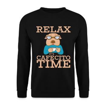 Cafecito Lover Drinking Cafecito Mix Cuban Coffee - Unisex Sweatshirt - black - Front - Alina (178cm) & Michal (187cm)