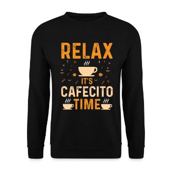 Cafecito Lover Drinking Cafecito Mix Cuban Coffee - Unisex Sweatshirt - black - Front - Alina (178cm) & Michal (187cm)