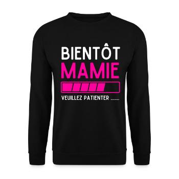 Oma bald bitte warten - Unisex Pullover - Schwarz - Vorne - Alina (178cm) & Michal (187cm)