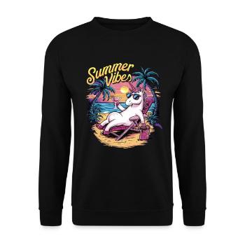 Summer vibes Unicorn - Unisex Sweatshirt - black - Front - Alina (178cm) & Michal (187cm)