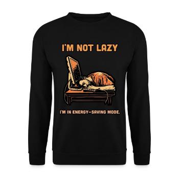 Fauler Programmierer Humor Energiesparmodus Lustig - Unisex Pullover - Schwarz - Vorne - Alina (178cm) & Michal (187cm)