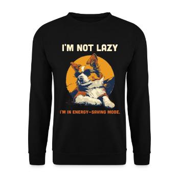 Lazy Dog Humor Energy Saving Mode Funny - Unisex Sweatshirt - black - Front - Alina (178cm) & Michal (187cm)