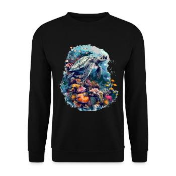 Vibrant Colorful Aquatic and Marine Life - Unisex Sweatshirt - black - Front - Alina (178cm) & Michal (187cm)