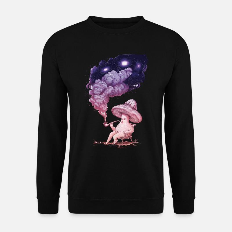 Skurrile Pilzperson mit kosmischem Rauch - Unisex Pullover - Schwarz