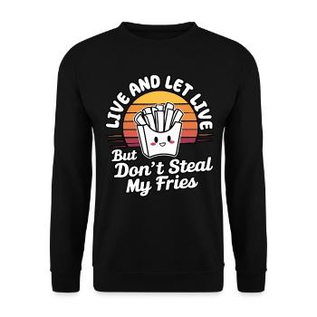 Mignon Drôle Vintage Rétro Coucher de soleil Kawaii Frites - Sweat-shirt Unisexe - noir - Devant - Alina (178cm) & Michal (187cm)