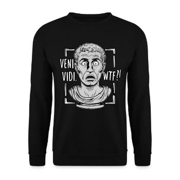 Clever Caricature Caesar Veni Vidi WTF Design - Unisex Sweatshirt - black - Front - Alina (178cm) & Michal (187cm)
