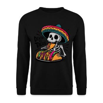Drôle de festin de squelette Mort par Tacos Sombrero - Sweat-shirt Unisexe - noir - Devant - Alina (178cm) & Michal (187cm)