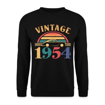 70 Jahre alte Geschenke Vintage Jahrgang 1954 Retro - Unisex Pullover - Schwarz - Vorne - Alina (178cm) & Michal (187cm)