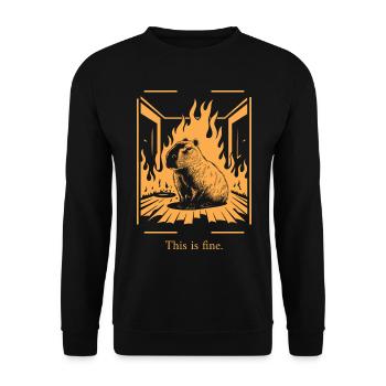 Capybara inmitten von Flammen: Das ist Fine Meme Art - Unisex Pullover - Schwarz - Vorne - Alina (178cm) & Michal (187cm)