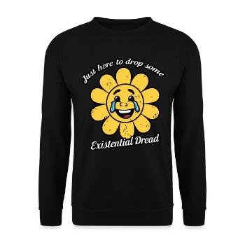 Nur hier, um ein paar existenzielle Ängste fallen zu lassen Lächeln - Unisex Pullover - Schwarz - Vorne - Alina (178cm) & Michal (187cm)