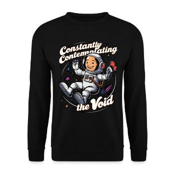 Astronaut Contemplating Void Cartoon Space Humor - Unisex Sweatshirt - black - Front - Alina (178cm) & Michal (187cm)