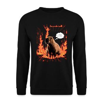 Capybara In Flames This is Fine Meme Art - Unisex Sweatshirt - black - Front - Alina (178cm) & Michal (187cm)