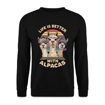 La vie est meilleure avec les alpagas, Art mignon de l’alpaga, - Sweat-shirt Unisexe - noir - Devant - Alina (178cm) & Michal (187cm)