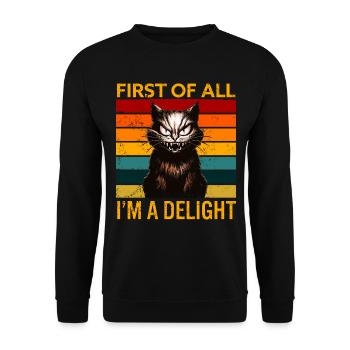 Tout d’abord, je suis un délice Angry Cat Humour - Sweat-shirt Unisexe - noir - Devant - Alina (178cm) & Michal (187cm)