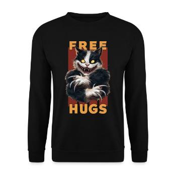 Lustige Umarmungen gratis Fierce Cat Humor Horror - Unisex Pullover - Schwarz - Vorne - Alina (178cm) & Michal (187cm)