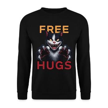 Lustige Umarmungen kostenlos Horror Grimmiger Katzenhumor - Unisex Pullover - Schwarz - Vorne - Alina (178cm) & Michal (187cm)