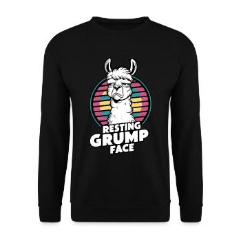 Resting Grump Face Llama Humor Retro Style - Unisex Sweatshirt - black - Front - Alina (178cm) & Michal (187cm)