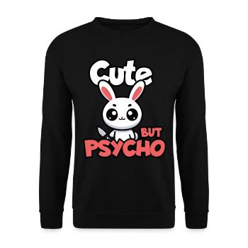Niedliches, aber psycho-Kaninchen Entzückendes Kawaii-Tier - Unisex Pullover - Schwarz - Vorne - Alina (178cm) & Michal (187cm)