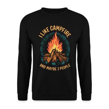 Amateur de feu de camp Drôle Introverti Camping en plein air - Sweat-shirt Unisexe - noir - Devant - Alina (178cm) & Michal (187cm)