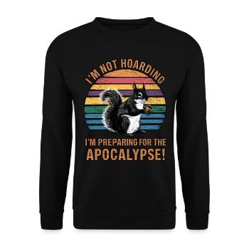 Funny Squirrel Retro Hoarding Humor Survival - Unisex Sweatshirt - black - Front - Alina (178cm) & Michal (187cm)