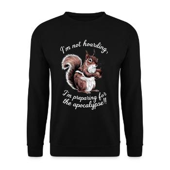 Funny Squirrel Whimsical Hoarding Humor Survival - Unisex Sweatshirt - black - Front - Alina (178cm) & Michal (187cm)