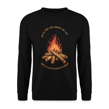 Lustiger Wanderer Zitat Lagerfeuer Brennholz Im Freien - Unisex Pullover - Schwarz - Vorne - Alina (178cm) & Michal (187cm)