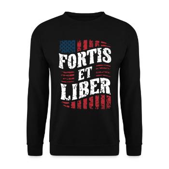 Drapeau américain Fortis et Liber Liberté patriotique - Sweat-shirt Unisexe - noir - Devant - Alina (178cm) & Michal (187cm)
