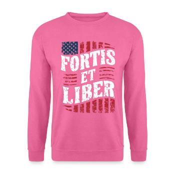 Amerikanische Flagge Fortis et Liber Patriotische Freiheit - Unisex Pullover - Pink - Vorne