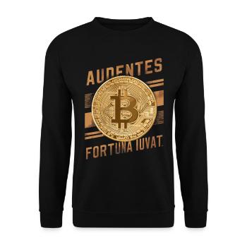 Bitcoin Audentes Fortuna Iuvat Crypto Digital - Unisex Sweatshirt - black - Front - Alina (178cm) & Michal (187cm)
