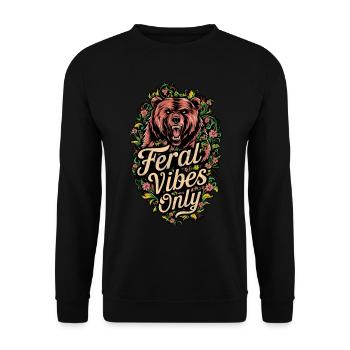 Wilde Vibes Nur Bär Wild Natur Blumig - Unisex Pullover - Schwarz - Vorne - Alina (178cm) & Michal (187cm)